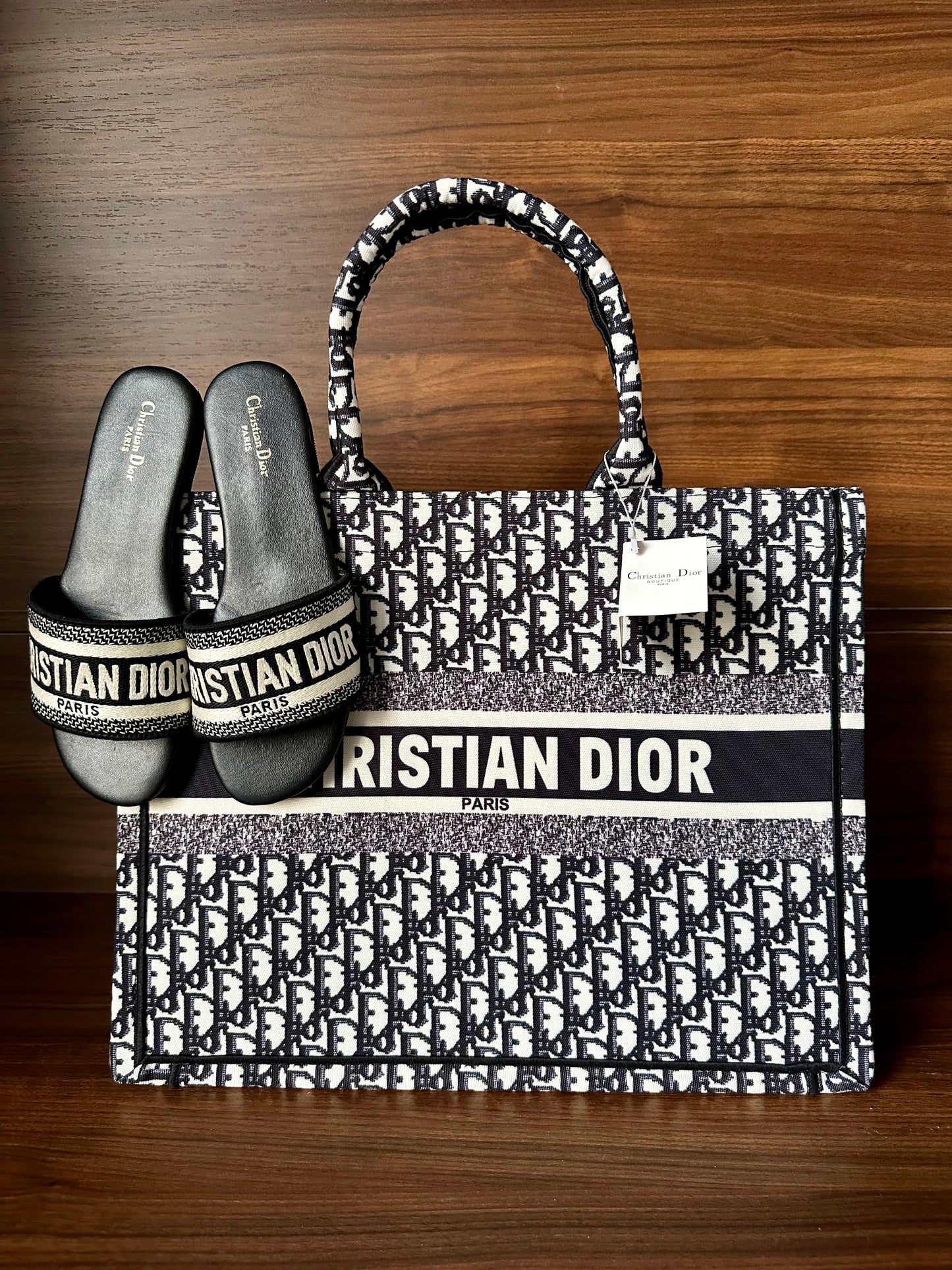 Di*r Embroidery Bag with Slipper