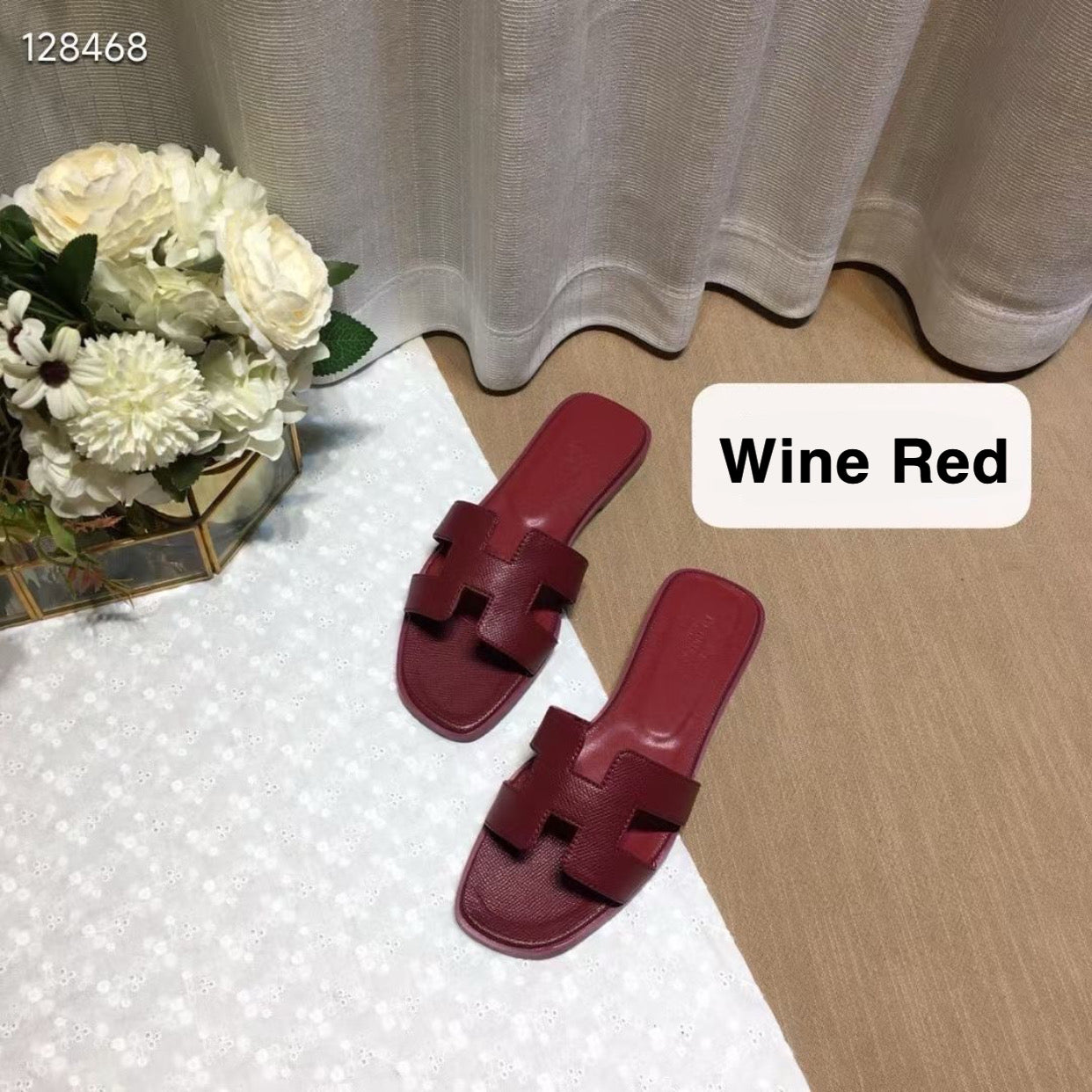 H*rmes Slipper in Wine Red