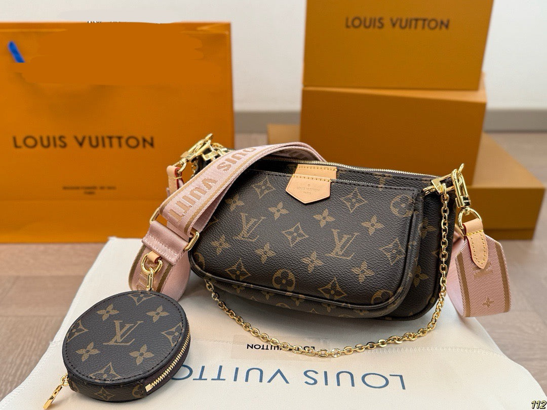 Lv Pochette Bag ( Pink Belt )