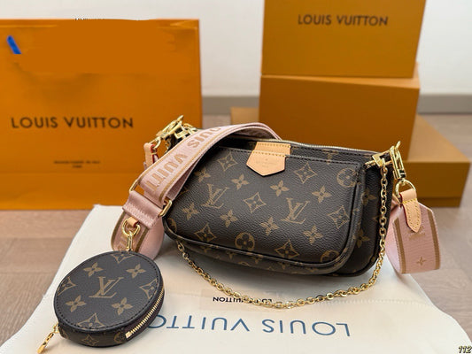 Lv Pochette Bag ( Pink Belt )