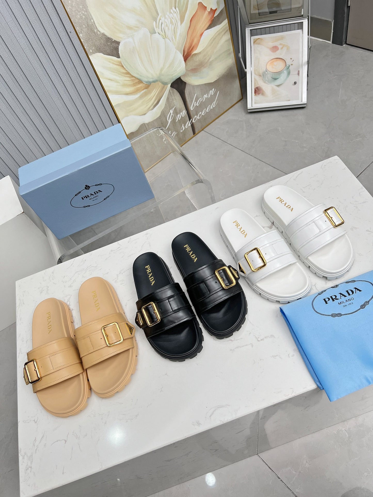 Pr*da Famous Unisex Slipper ( 3 Colours )