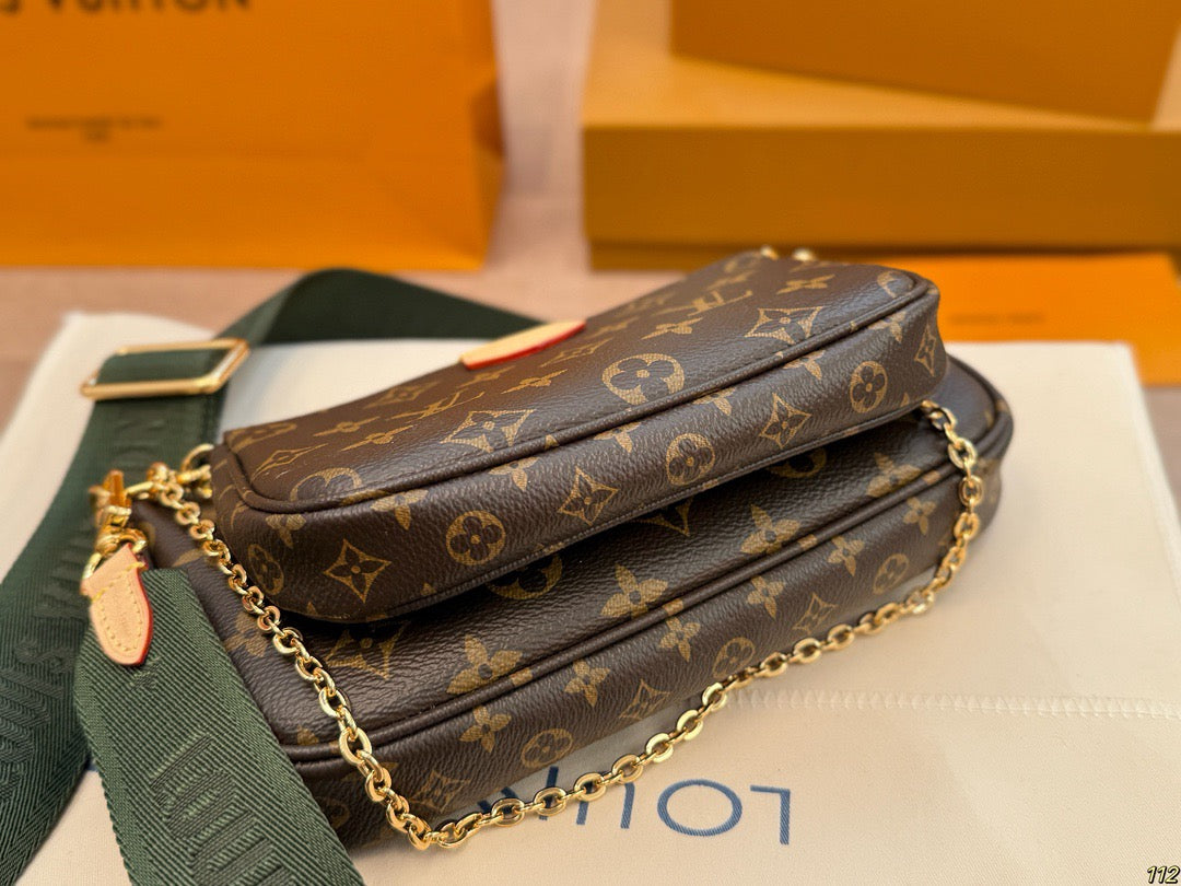 Lv Pochette Bag ( Green Belt )