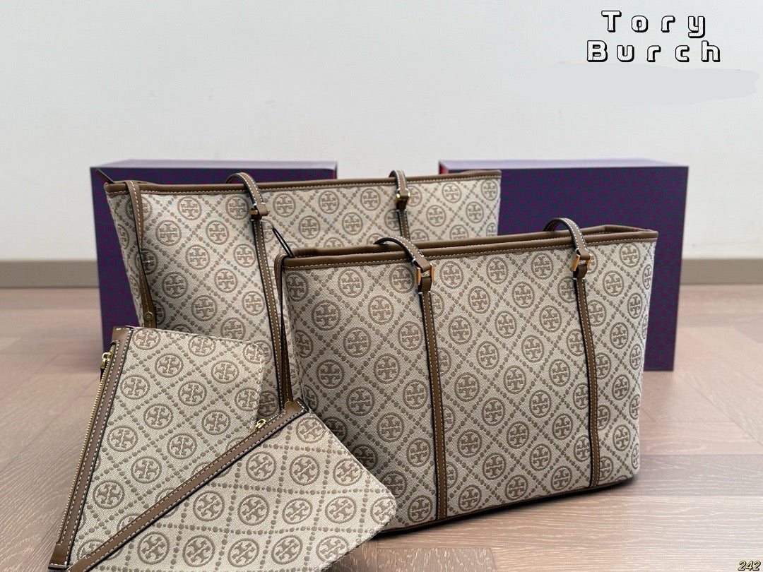 T Burch Tote Bag ( 2 Sizes & 3 Shades )