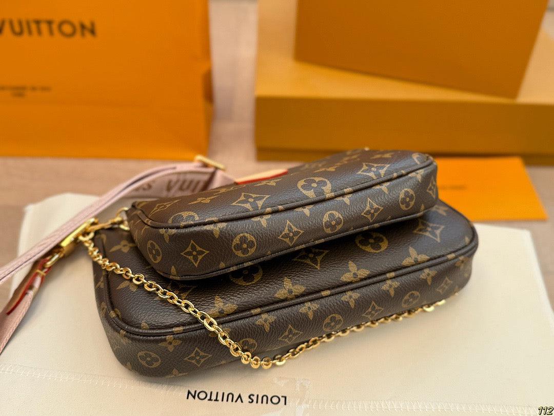 Lv Pochette Bag ( Pink Belt )