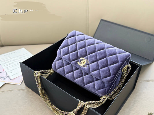 Cha*el Velvet Texture Bag ( 6 Colours )