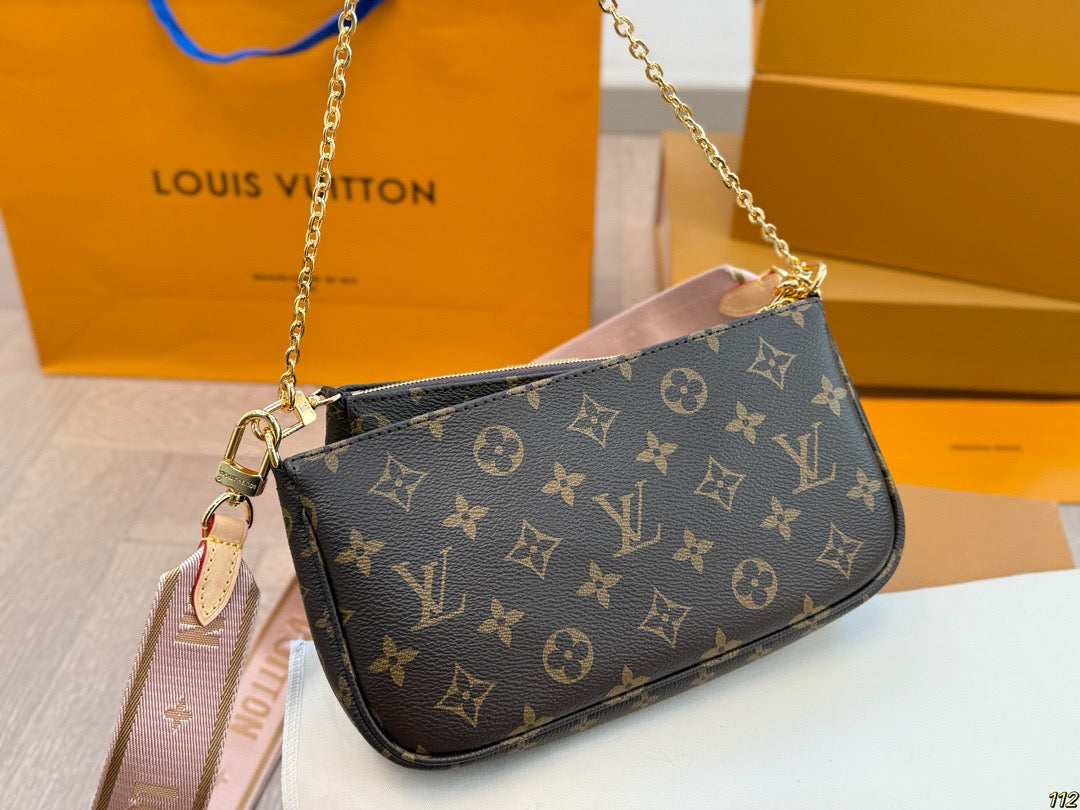 Lv Pochette Bag ( Pink Belt )