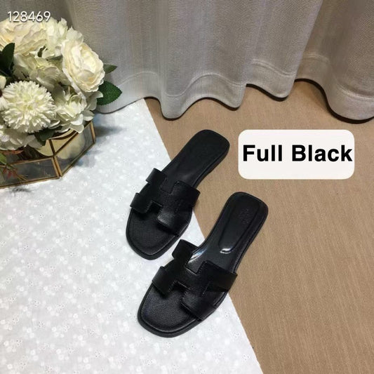 H*rmes Slipper in Full Black