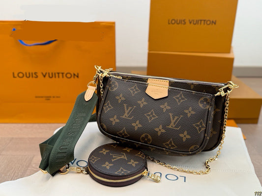 Lv Pochette Bag ( Green Belt )