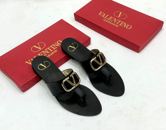 Vale*tino Brand Slipper ( Black )
